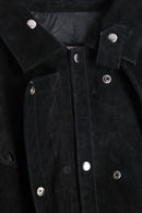 black suede leather duster coat