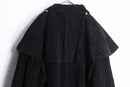 black suede leather duster coat