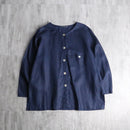 dark navy no-collar linen shirt