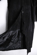 black suede leather duster coat