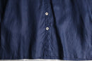 dark navy no-collar linen shirt