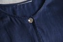 dark navy no-collar linen shirt