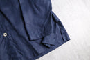 dark navy no-collar linen shirt