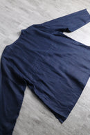 dark navy no-collar linen shirt