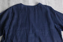 dark navy no-collar linen shirt