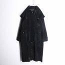 black suede leather duster coat