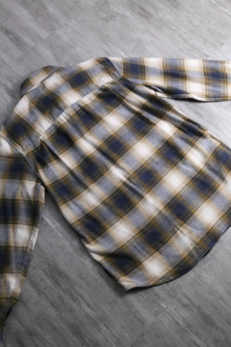 2000s cotton flannel ombre check shirt