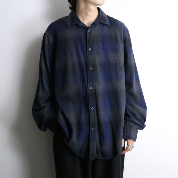 dark blue ombre check shirt