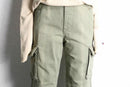 sage green cotton twill cargo pants