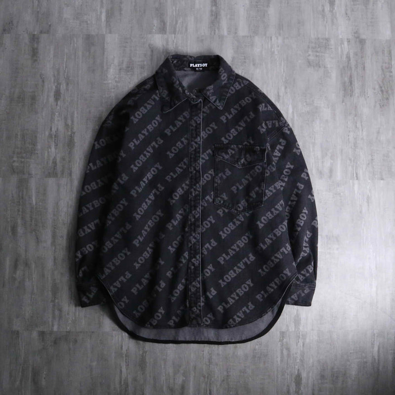 2000s PLAY BOY total name logo denim shirt JKT
