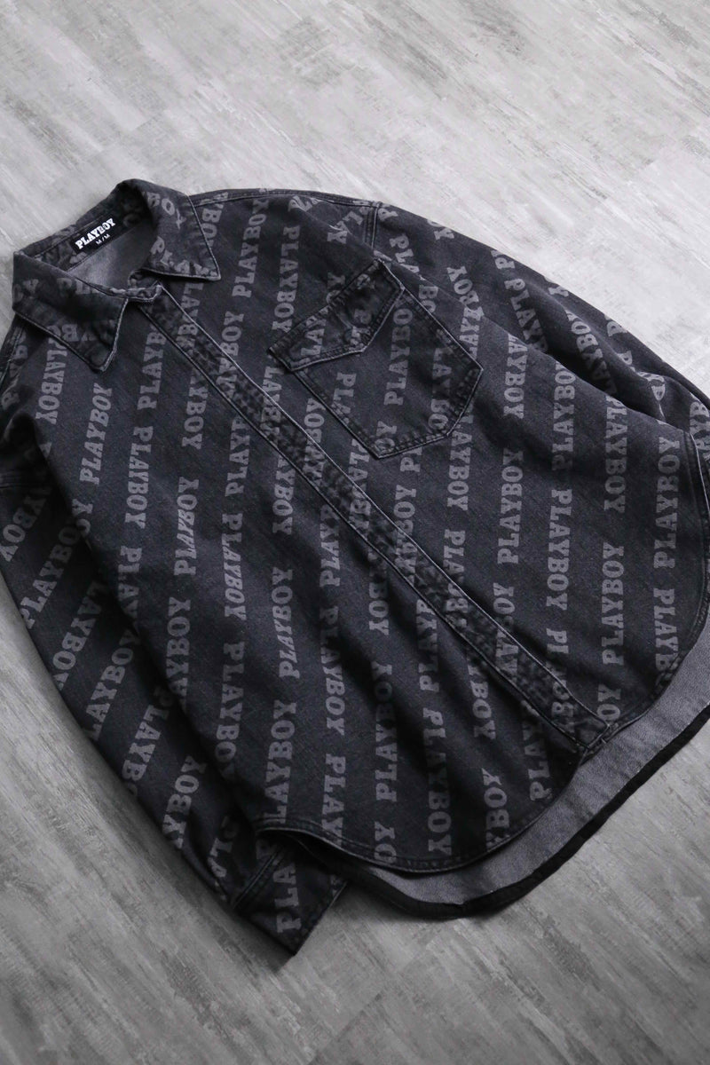 2000s PLAY BOY total name logo denim shirt JKT