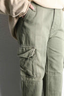 sage green cotton twill cargo pants
