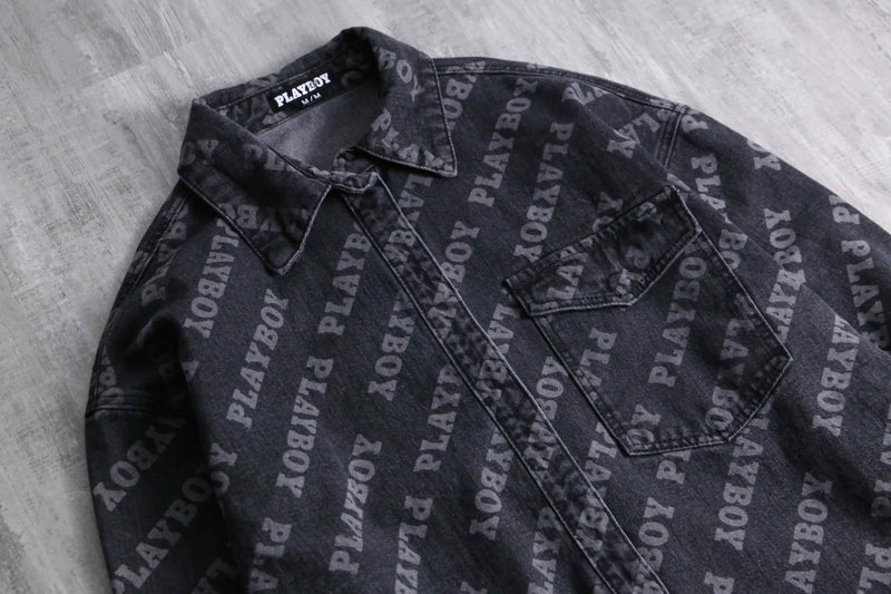 2000s PLAY BOY total name logo denim shirt JKT
