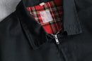 black tartan lined bomber jacket