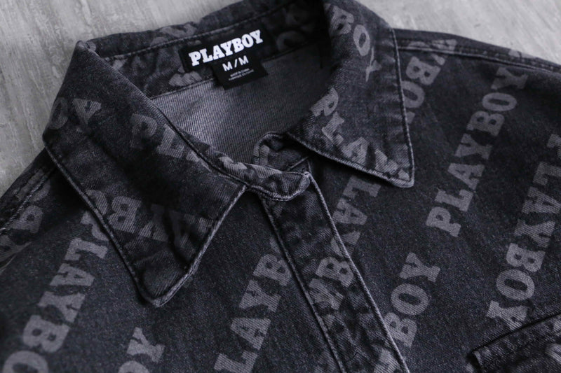 2000s PLAY BOY total name logo denim shirt JKT