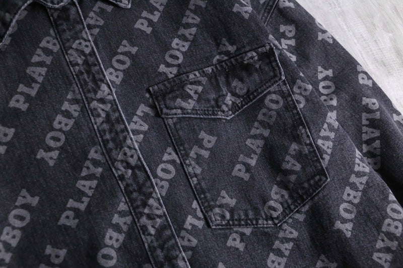 2000s PLAY BOY total name logo denim shirt JKT