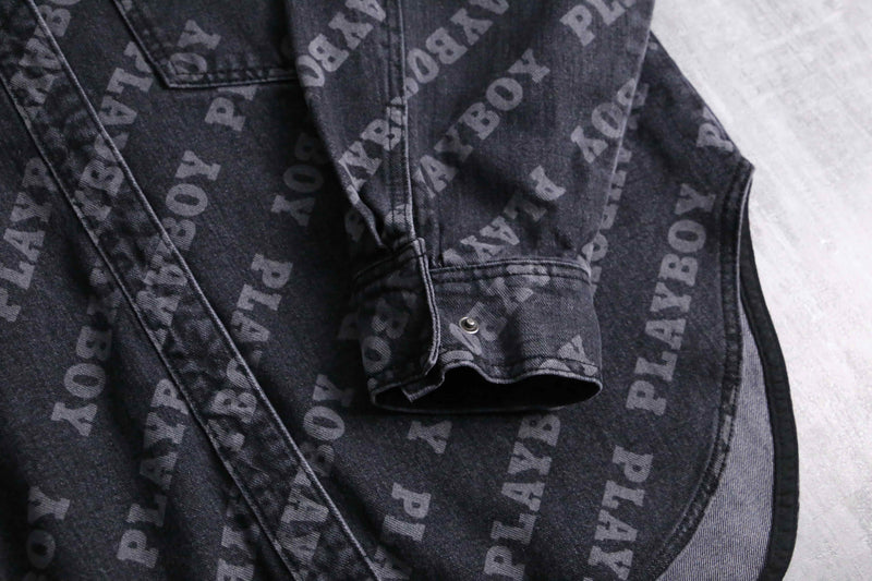 2000s PLAY BOY total name logo denim shirt JKT