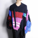 “Re:make” multi knit patchwork sweater