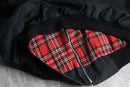 black tartan lined bomber jacket