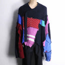 “Re:make” multi knit patchwork sweater