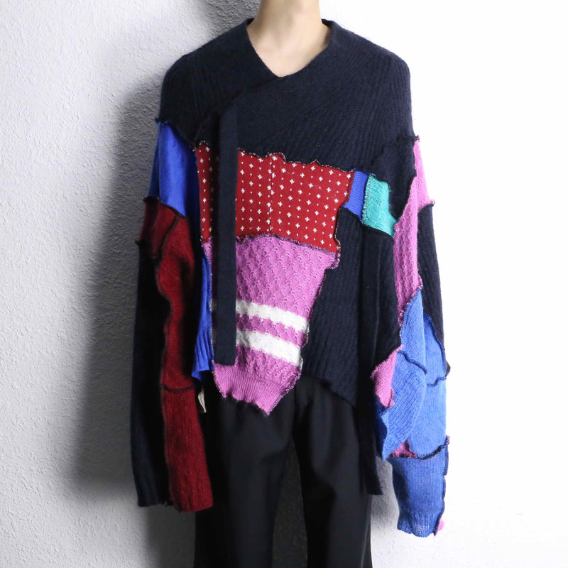 “Re:make” multi knit patchwork sweater