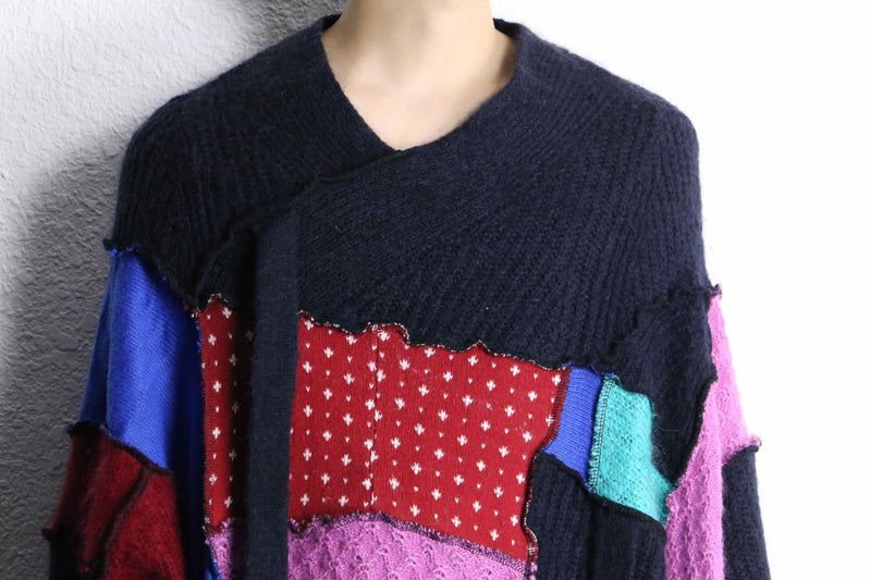 “Re:make” multi knit patchwork sweater