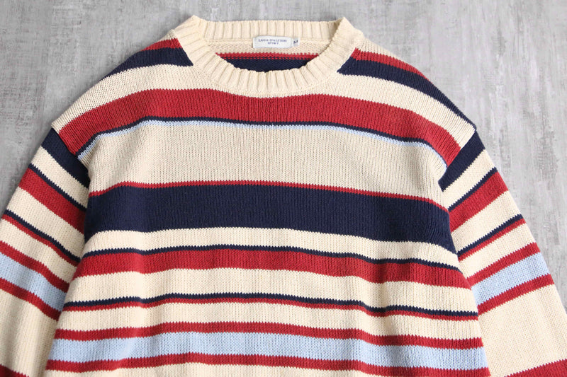 multi color border cotton knit