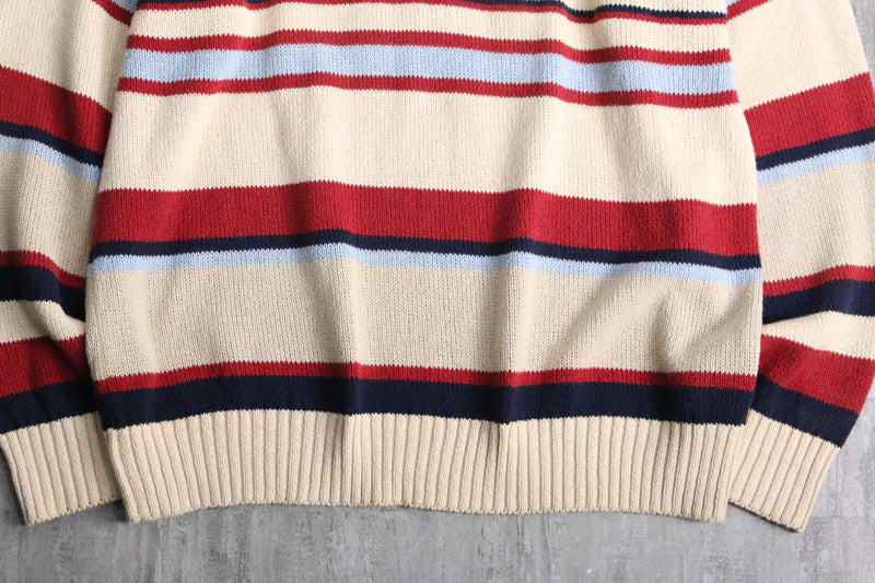 multi color border cotton knit