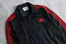 "Adidas" black × red stand zip track jacket