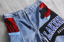 "Re:make" half design denim pants