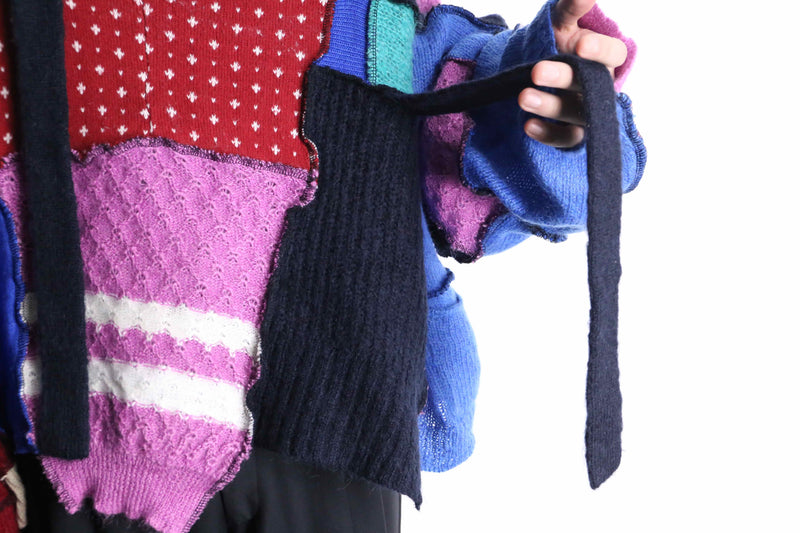 “Re:make” multi knit patchwork sweater