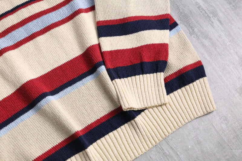 multi color border cotton knit