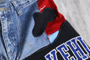 "Re:make" half design denim pants