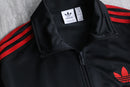 "Adidas" black × red stand zip track jacket