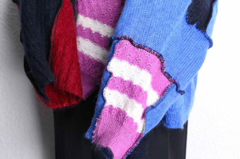 “Re:make” multi knit patchwork sweater