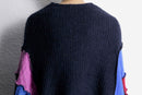 “Re:make” multi knit patchwork sweater