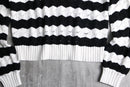 monochrome stripe open collar knit