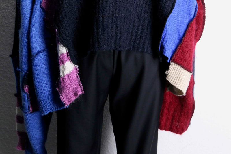 “Re:make” multi knit patchwork sweater