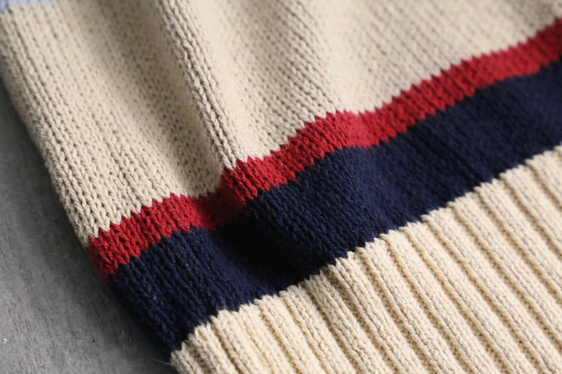multi color border cotton knit