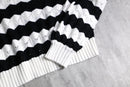 monochrome stripe open collar knit