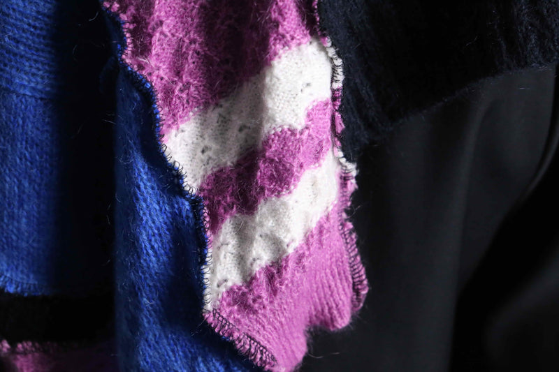 “Re:make” multi knit patchwork sweater