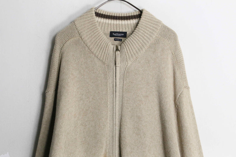 "van heusen" beige double zip knit