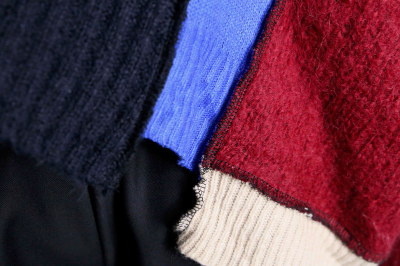 “Re:make” multi knit patchwork sweater