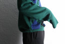 green argyle acryl knit polo sweater