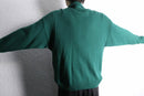 green argyle acryl knit polo sweater