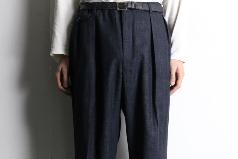 glay color check pattern wool slacks