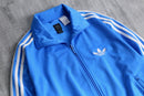 "Adidas" blue × white stand zip track jacket