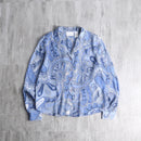 light blue paisley short sheer shirt