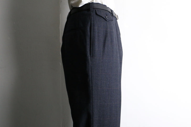 glay color check pattern wool slacks