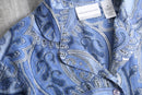 light blue paisley short sheer shirt